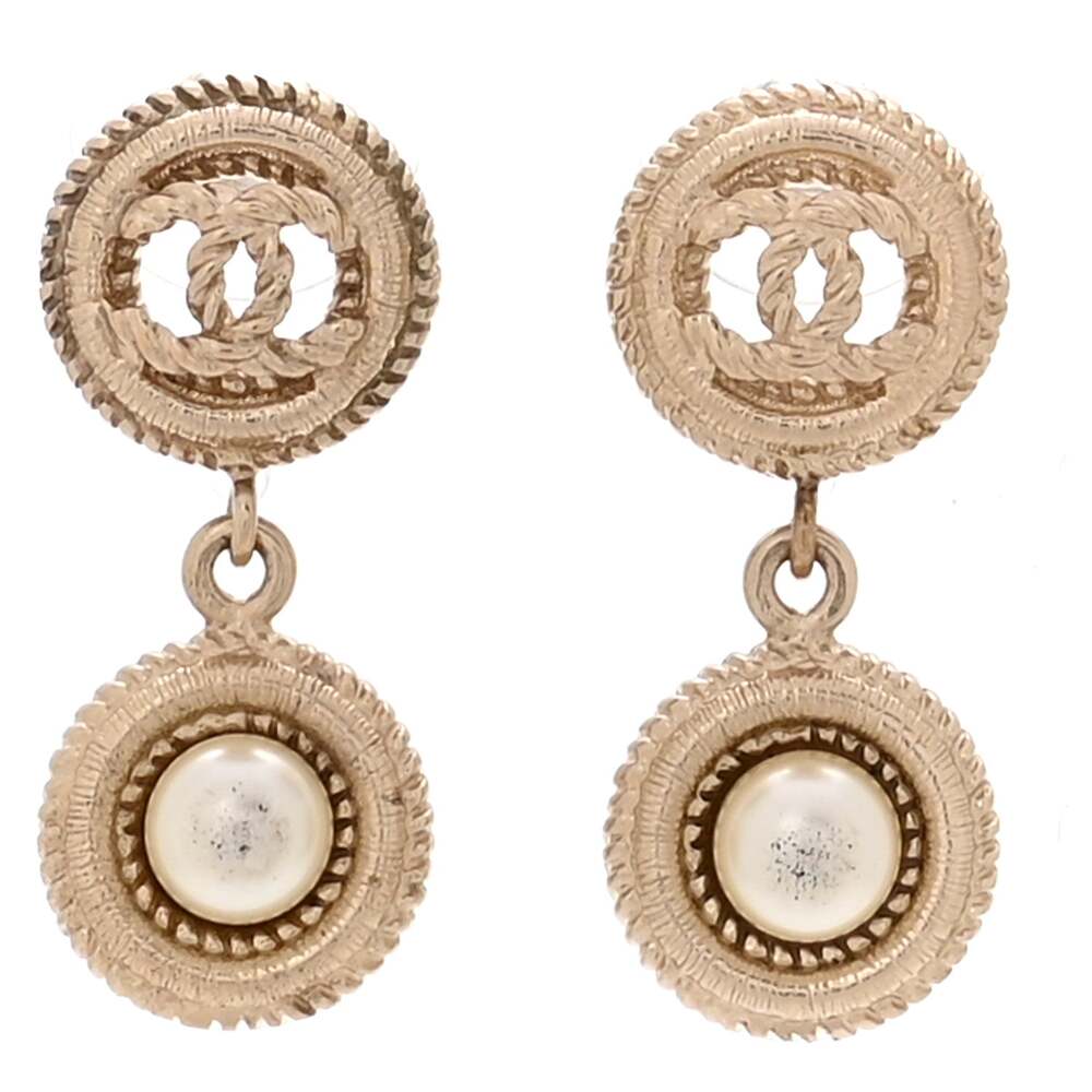 Chanel Pearl Cc Dangle Earrings Gold #268431C69B